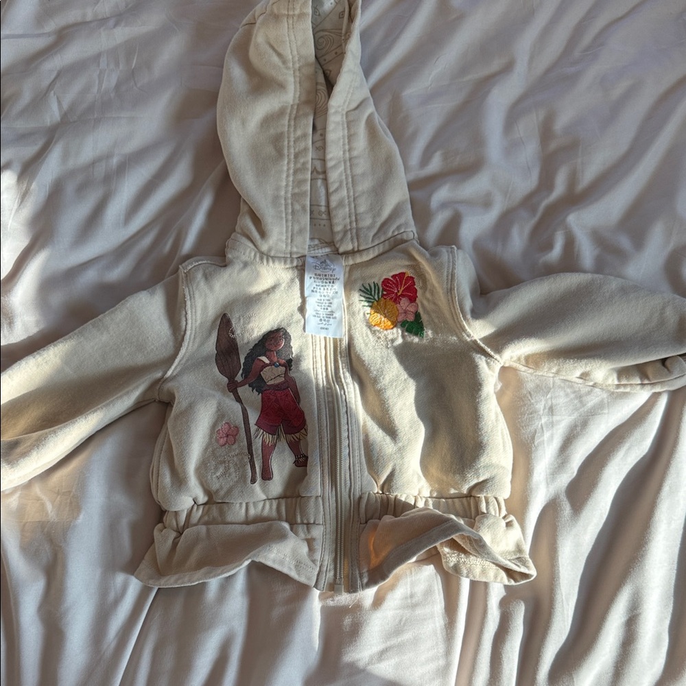 Disney Cream Hooded Raincoat with Moana Design